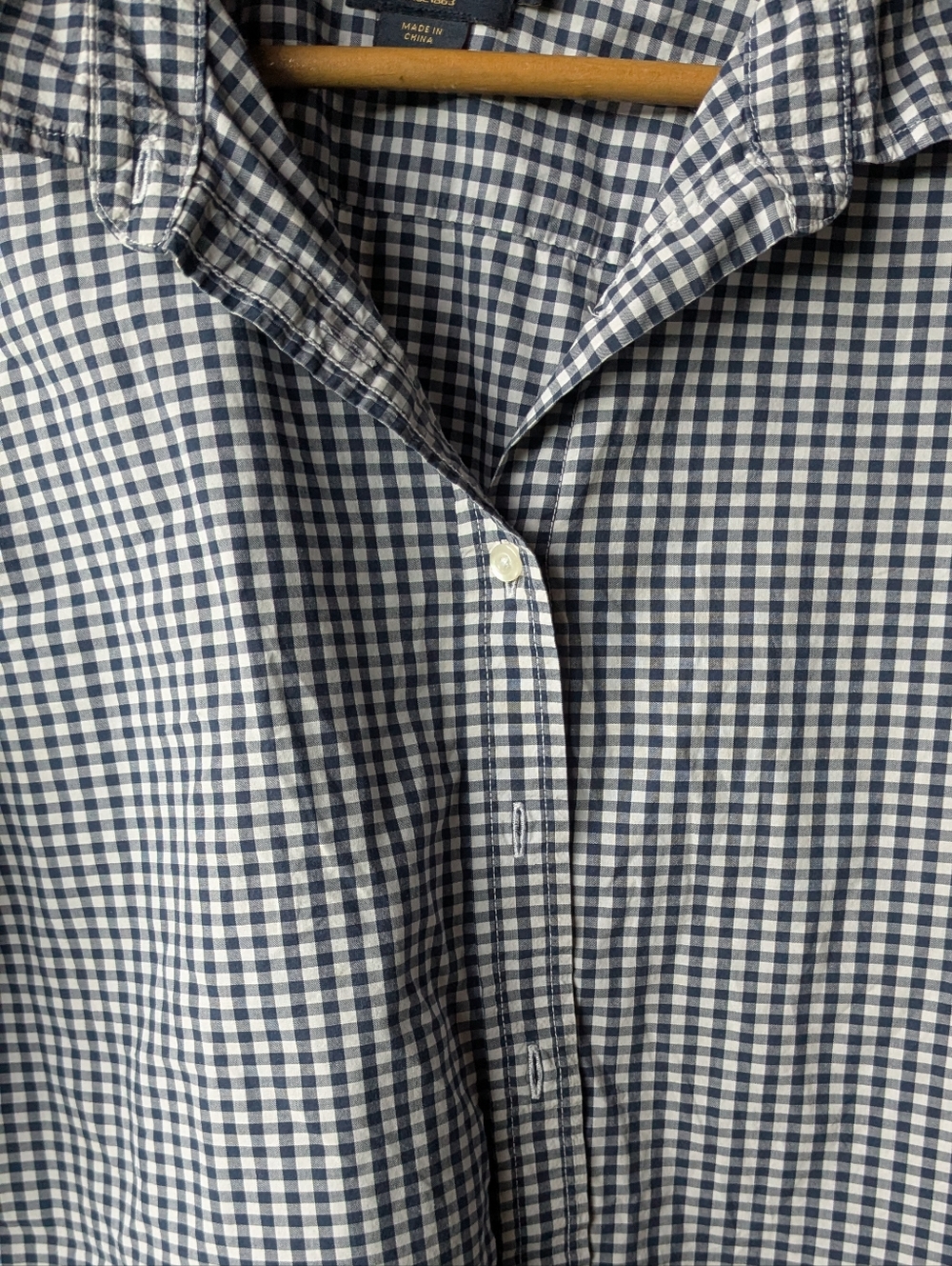 Pendleton Shirt Navy Gingham Long Sleeve Button Up Women's XL